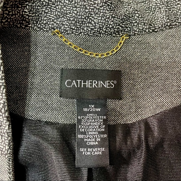 Catherines Blazer Jacket with Lace Floral Design Black Gray NWT - Picture 8 of 9